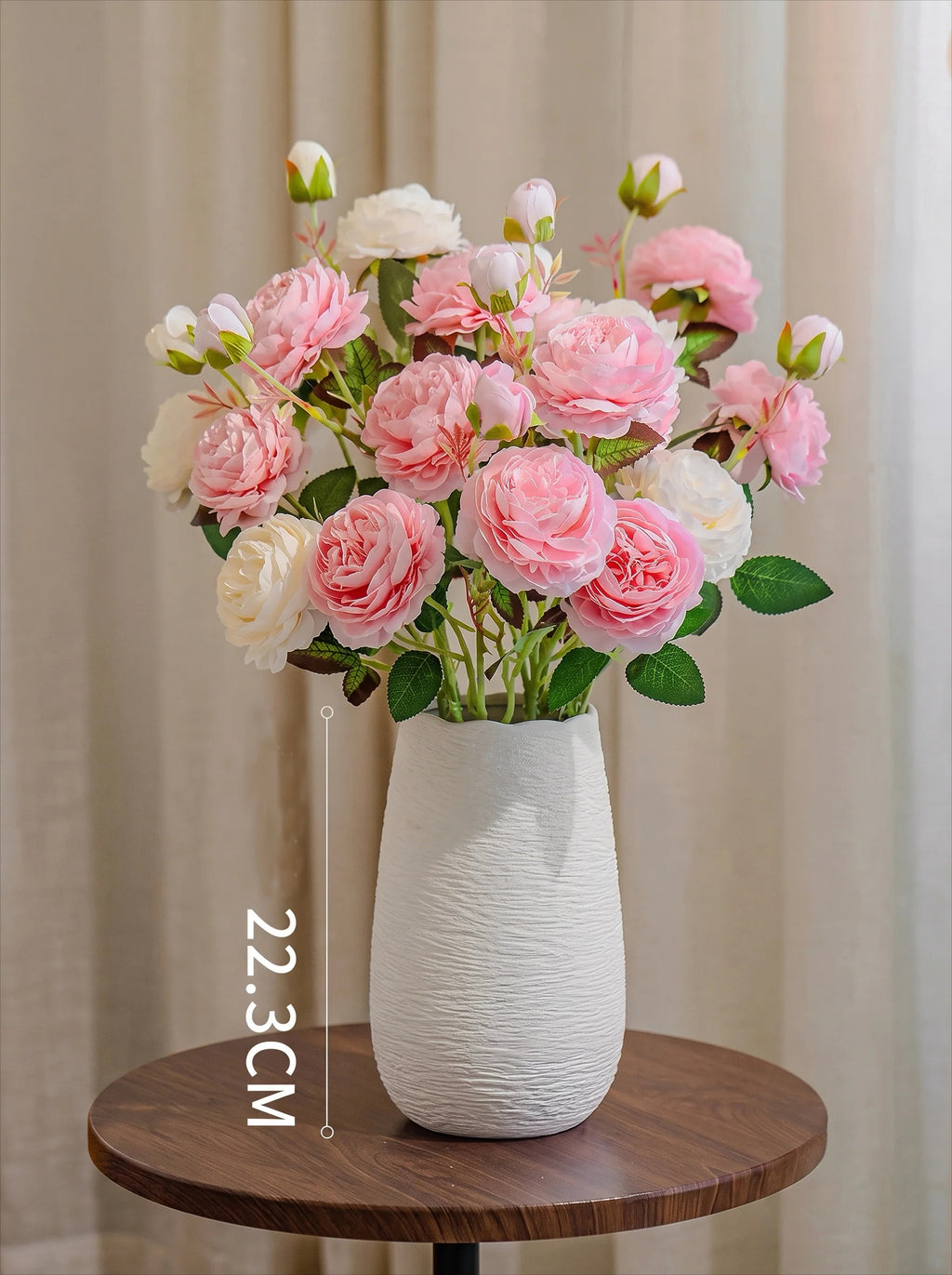 Elegant Blush Pink & Cream English Rose Artificial Floral Arrangement with Luxe Realism