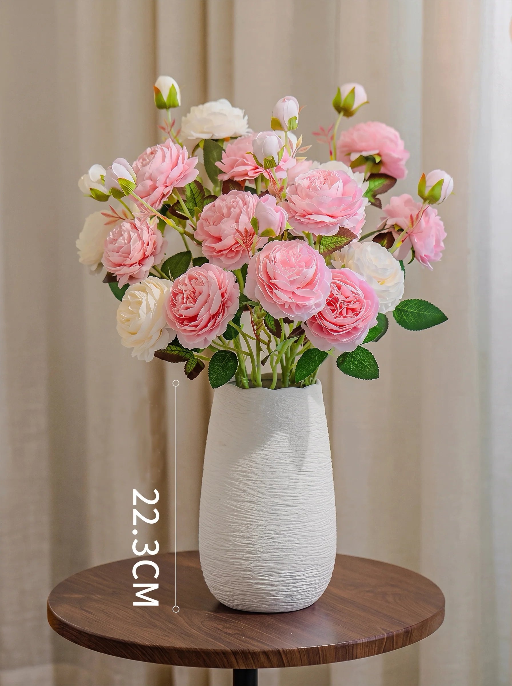 Elegant Blush Pink & Cream English Rose Artificial Floral Arrangement with Luxe Realism