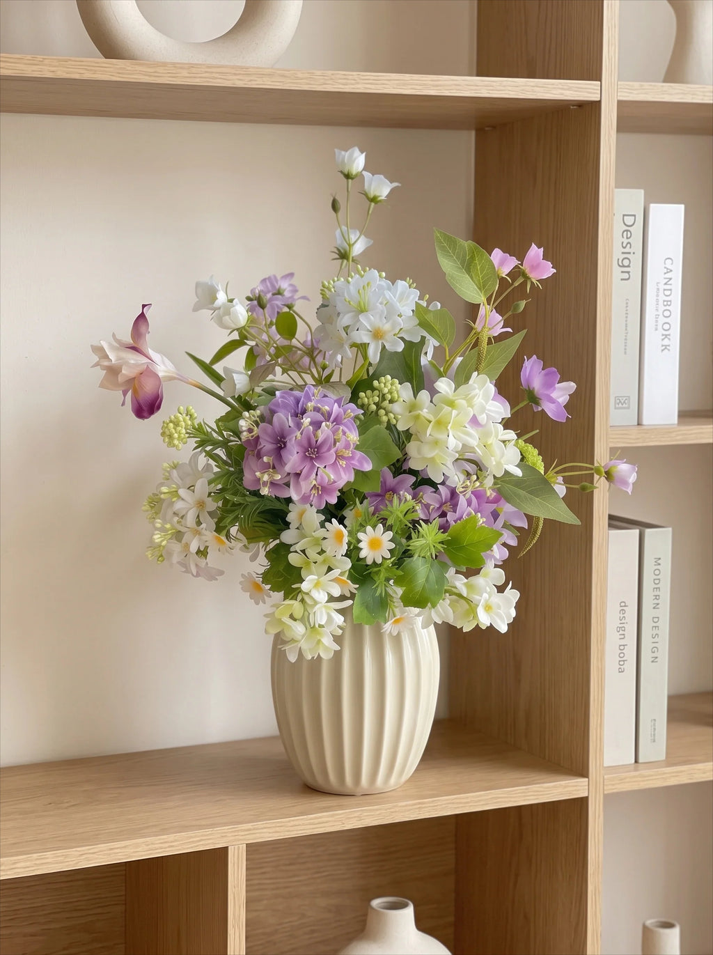 Romantic Purple and White Meadow Artificial Floral Arrangement