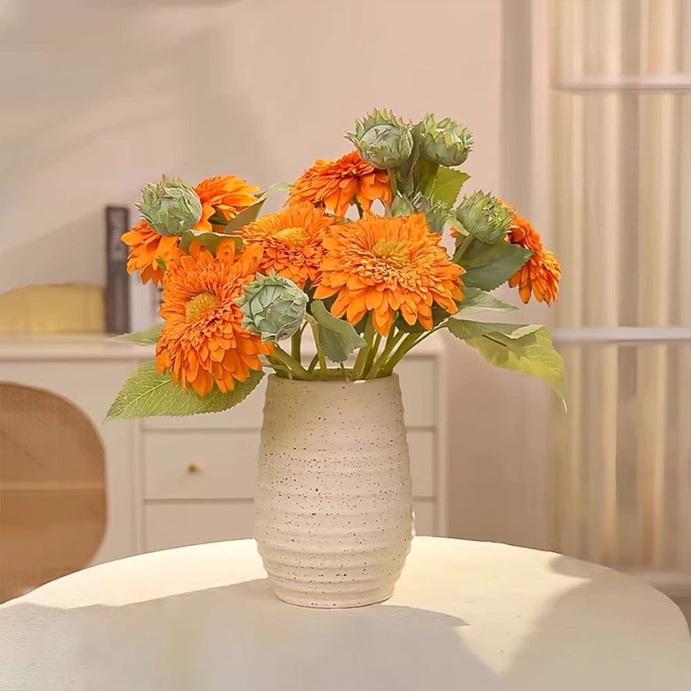 Vintage Fluffy Sunflower Faux Floral Arrangement