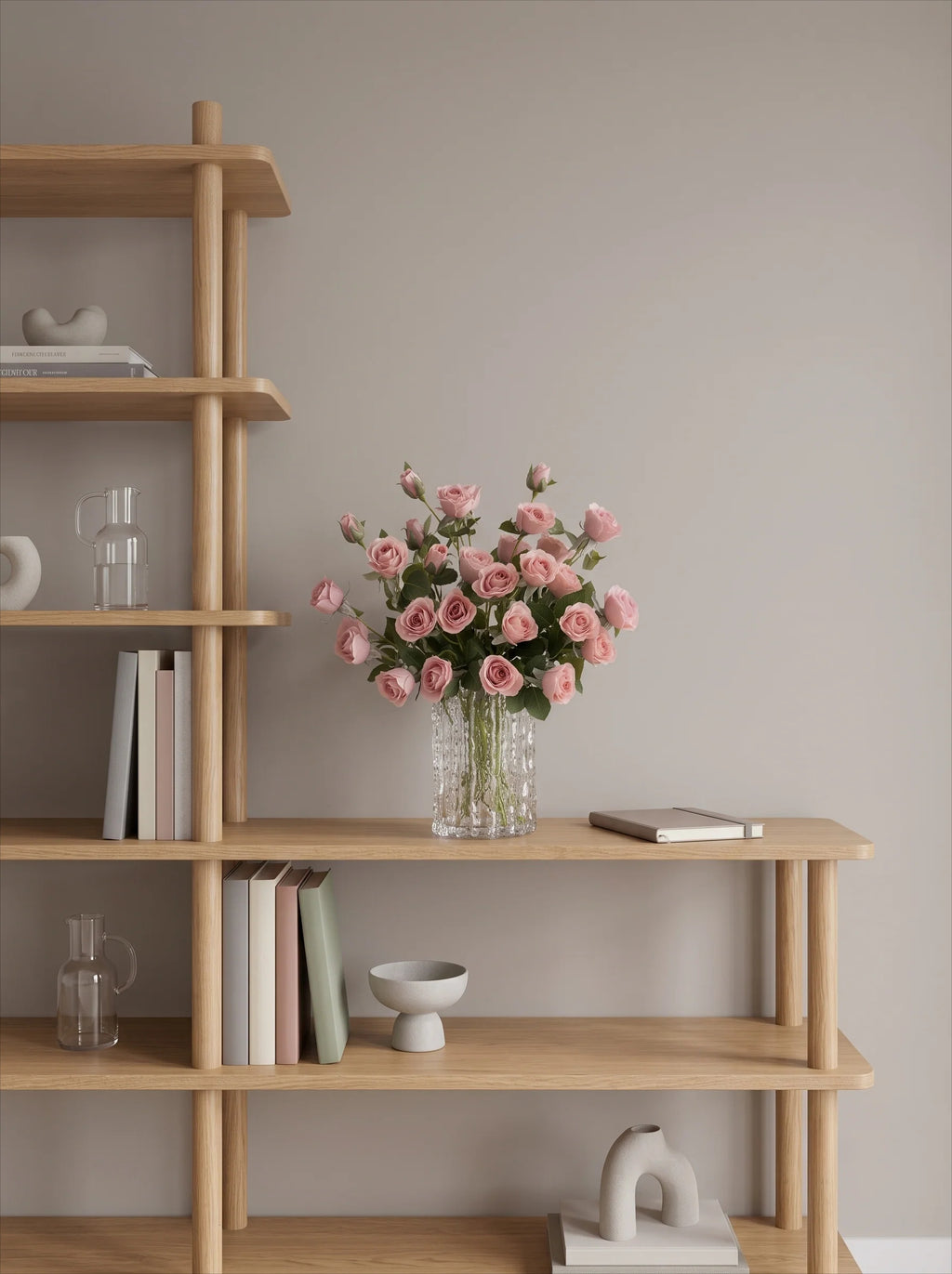 Dusk Blush Rose Faux Floral Arrangement