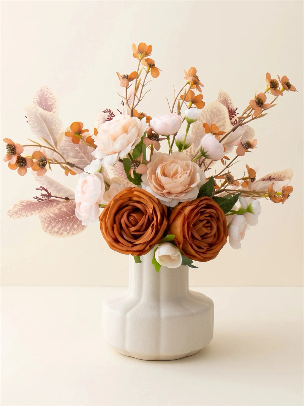 Faux Autumn Arrangement - Apricot Rose