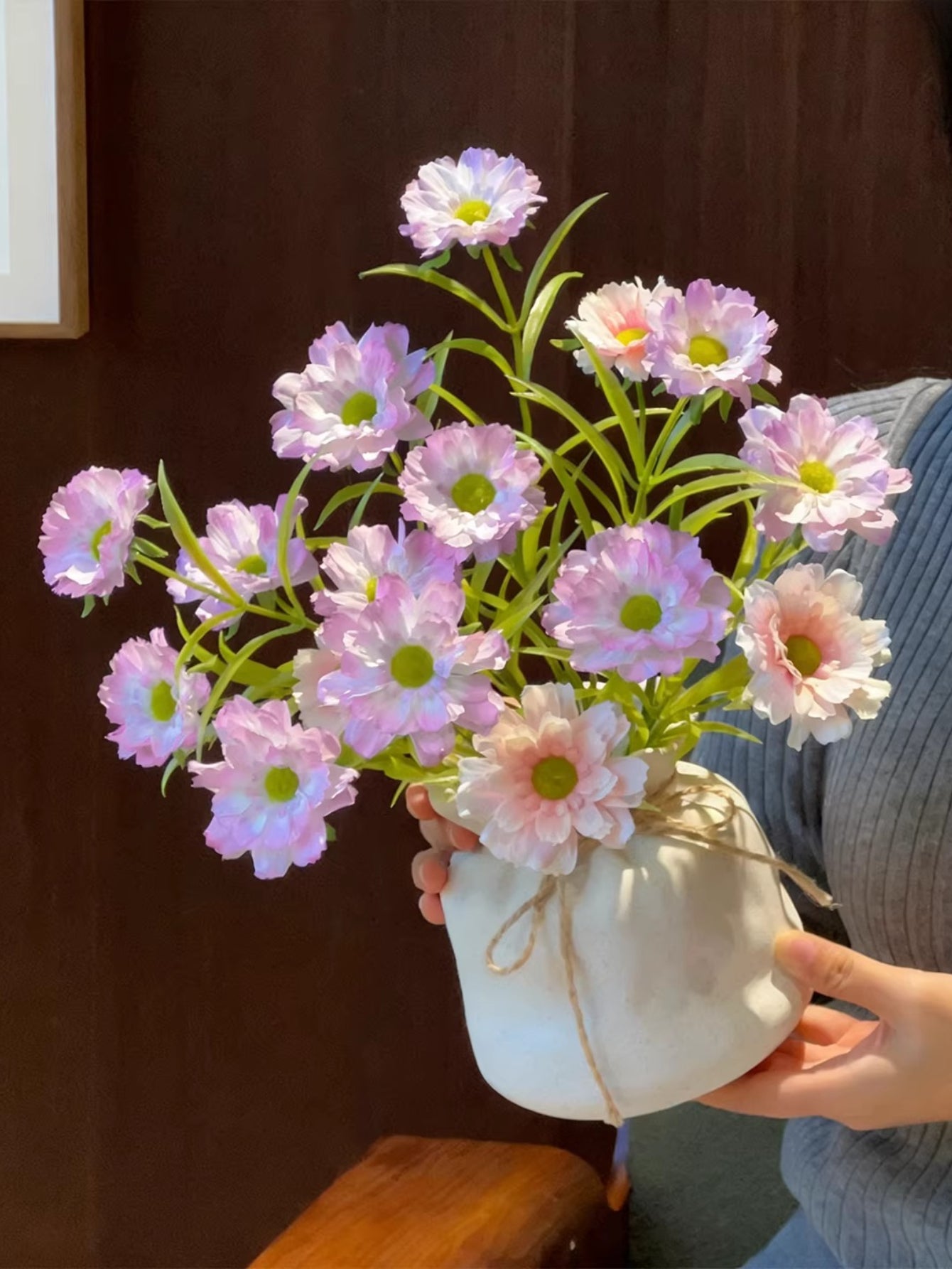 Creamy Lilac Daisy Breeze Faux Floral Arrangement