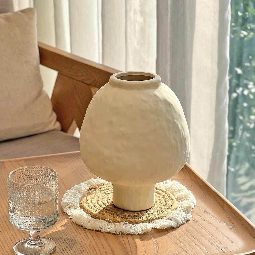 Organic Textured Off-White Ceramic Vase