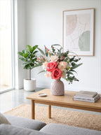 Chic Nordic Dusty Pink Rose & Eucalyptus Artificial Floral Arrangement