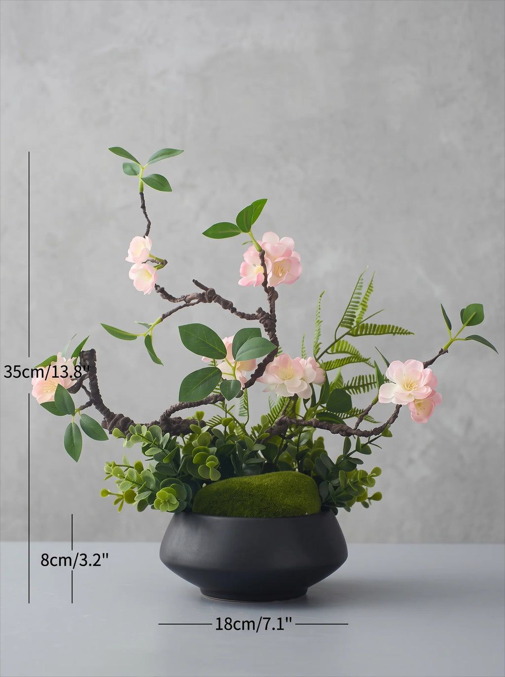 Luxury Zen Asian-Inspired Plum Blossom Artificial Floral Arrangement