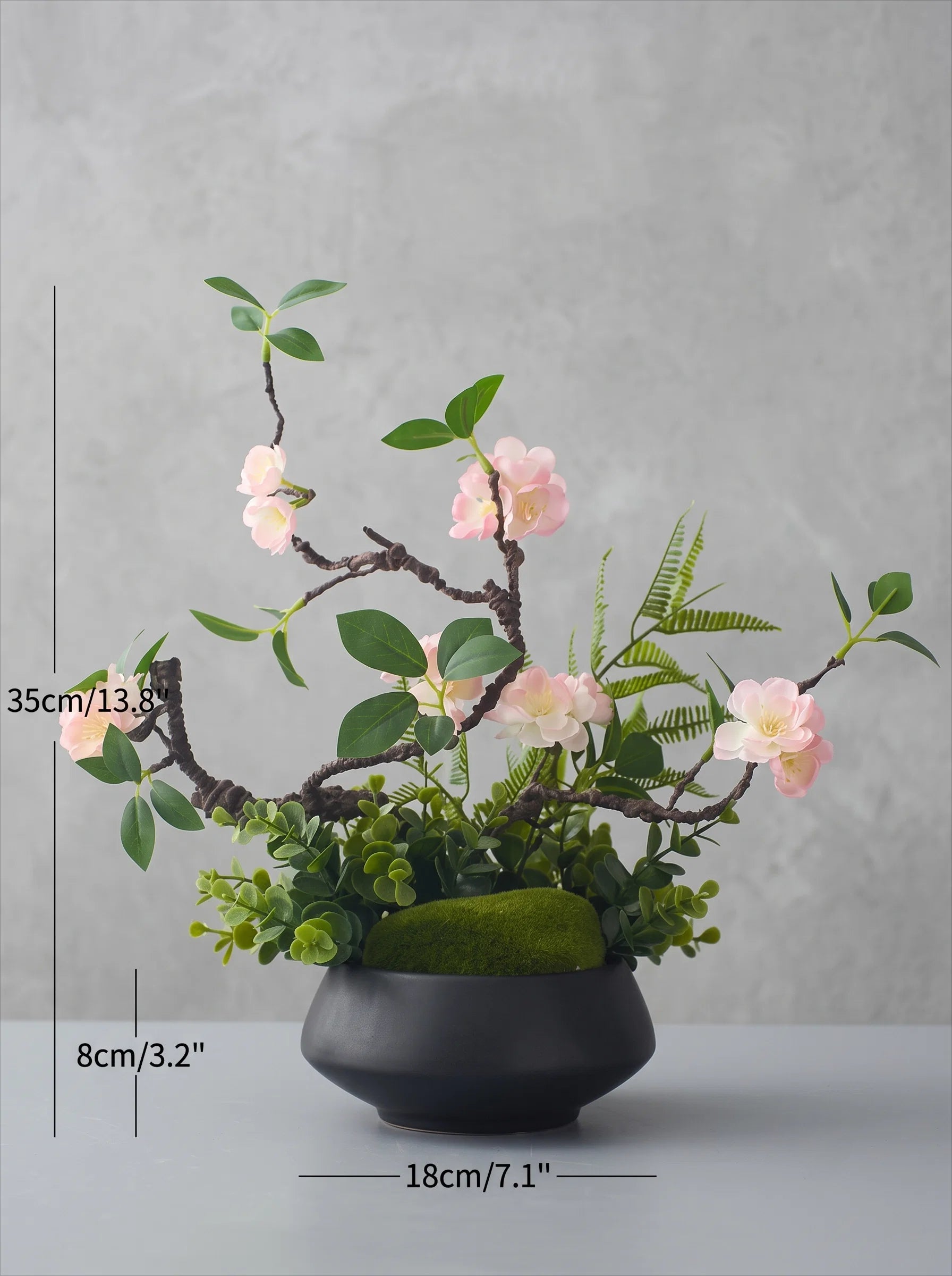 Luxury Zen Asian-Inspired Plum Blossom Artificial Floral Arrangement