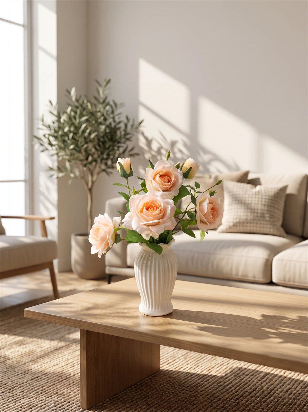 Ethereales Rosenblüten-Ensemble Kunstblumenarrangement