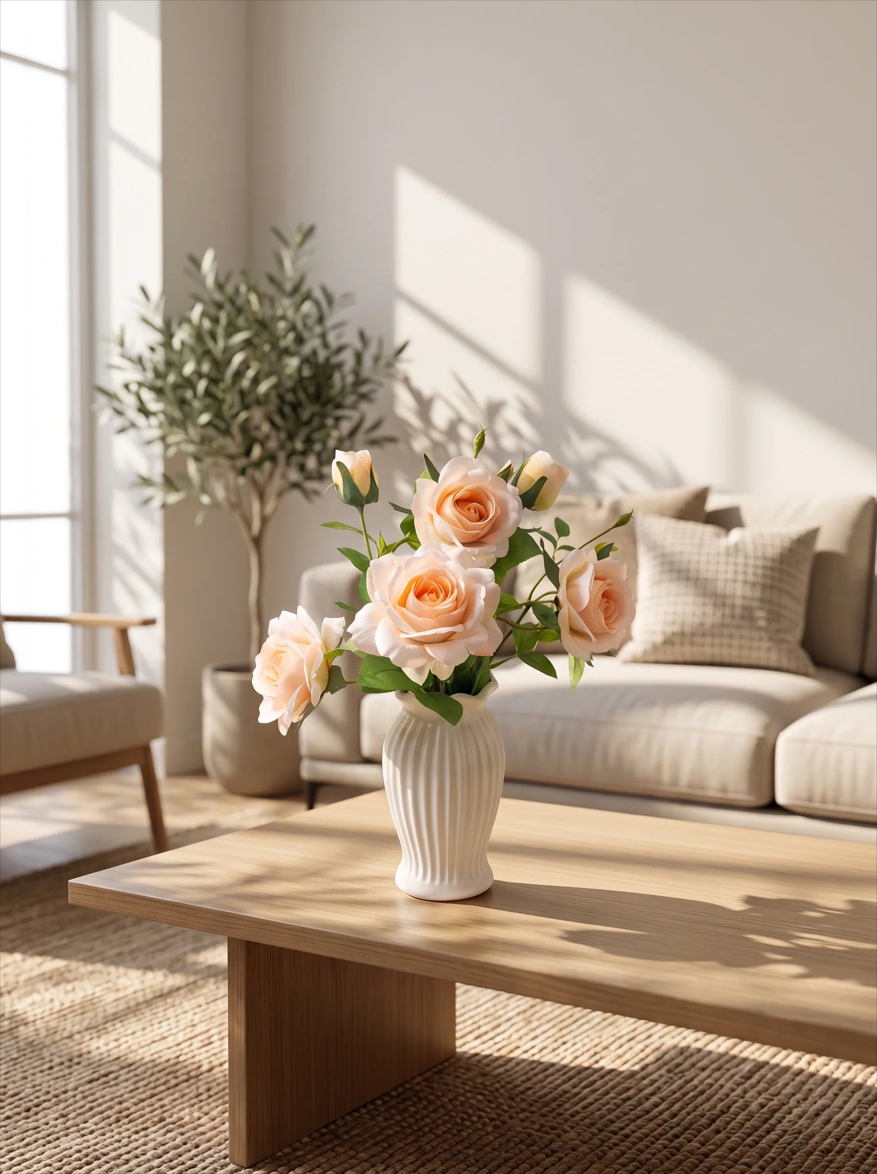 Ethereales Rosenblüten-Ensemble Kunstblumenarrangement