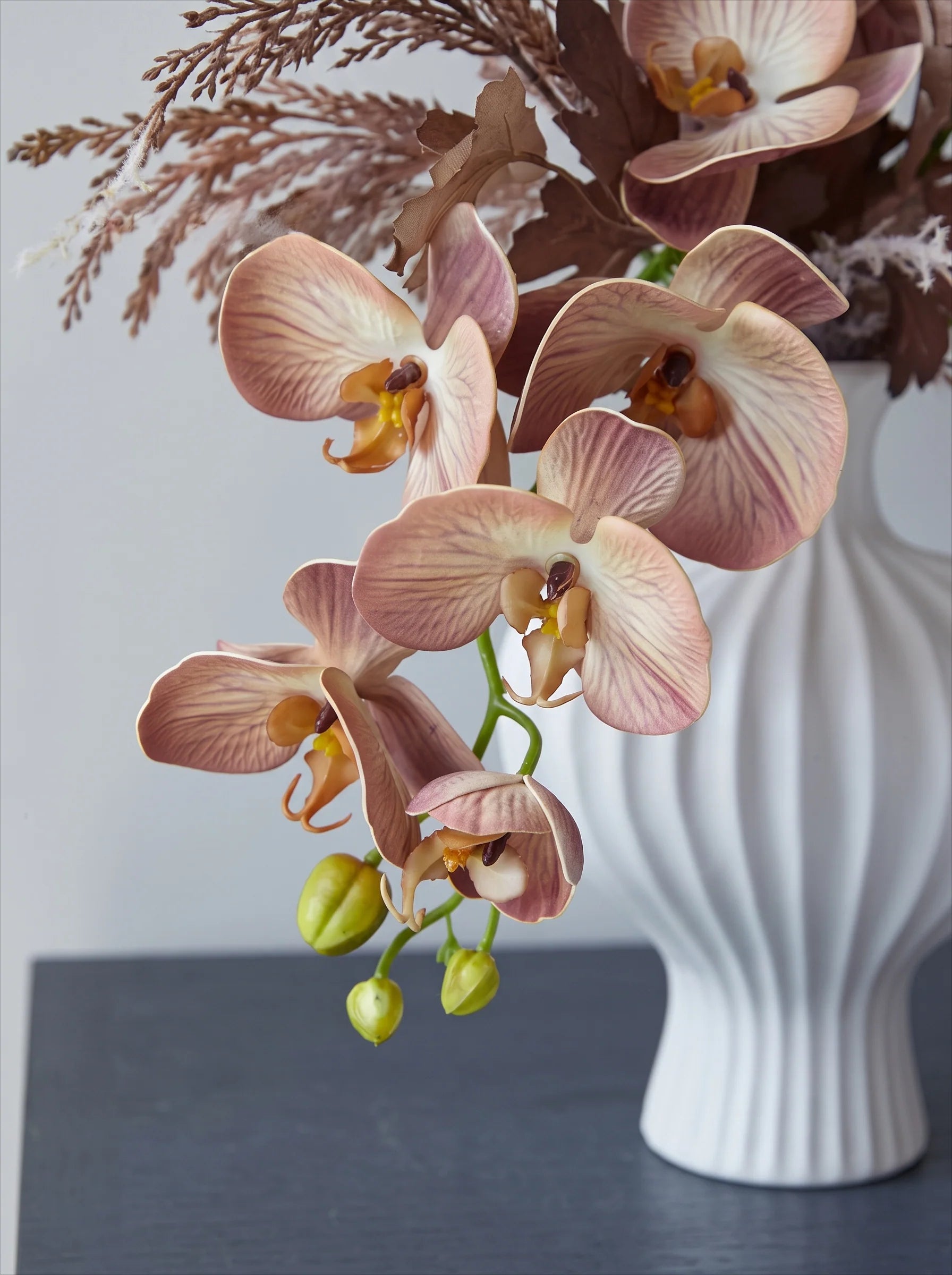 Vintage Terracotta Dried-Floral Faux Floral Arrangement