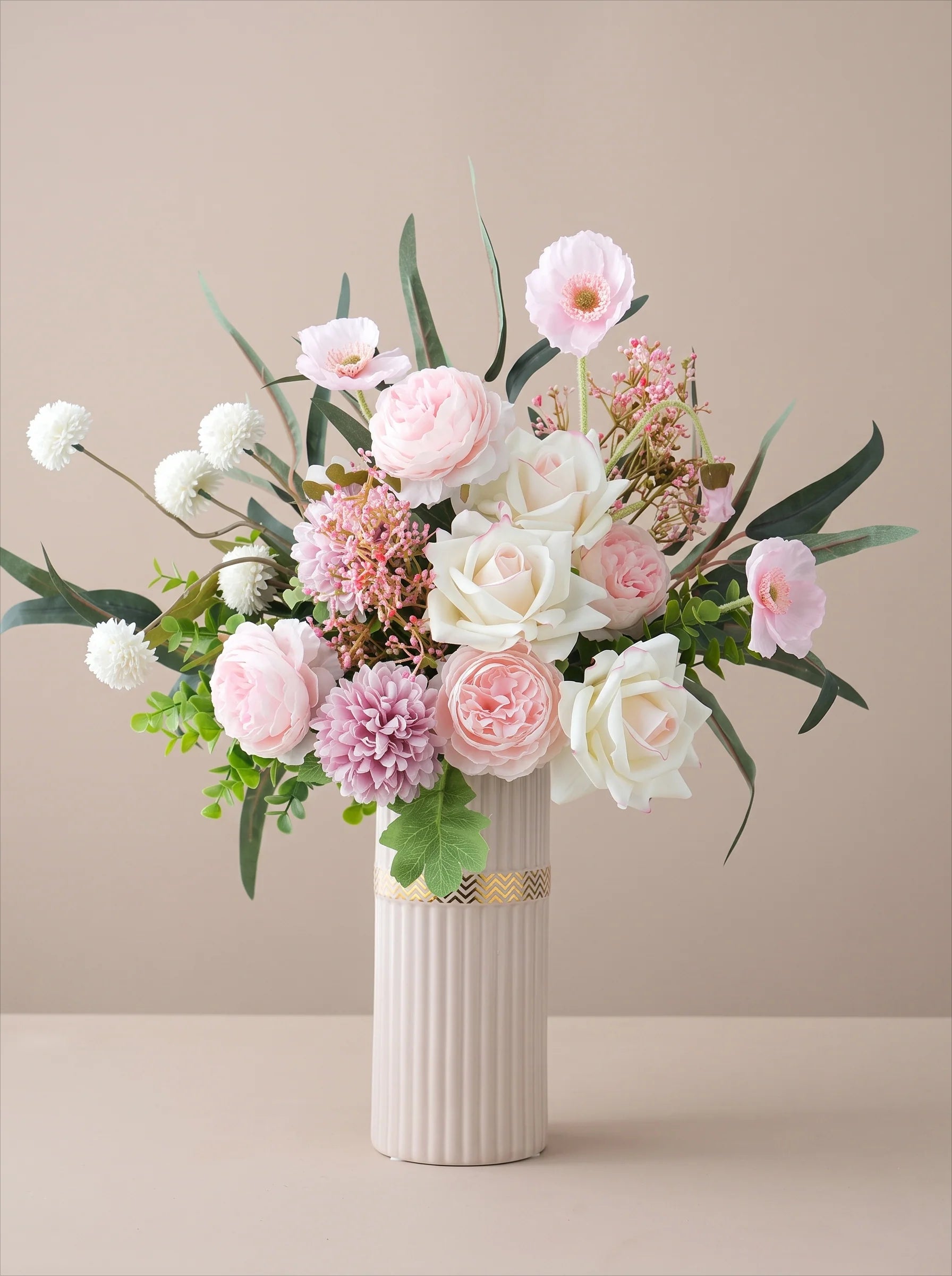 Ethereal Pastel Peony Rose Bloom Artificial Floral Arrangement