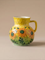 Hand-painted Sunflower Ceramic Pitcher Vase