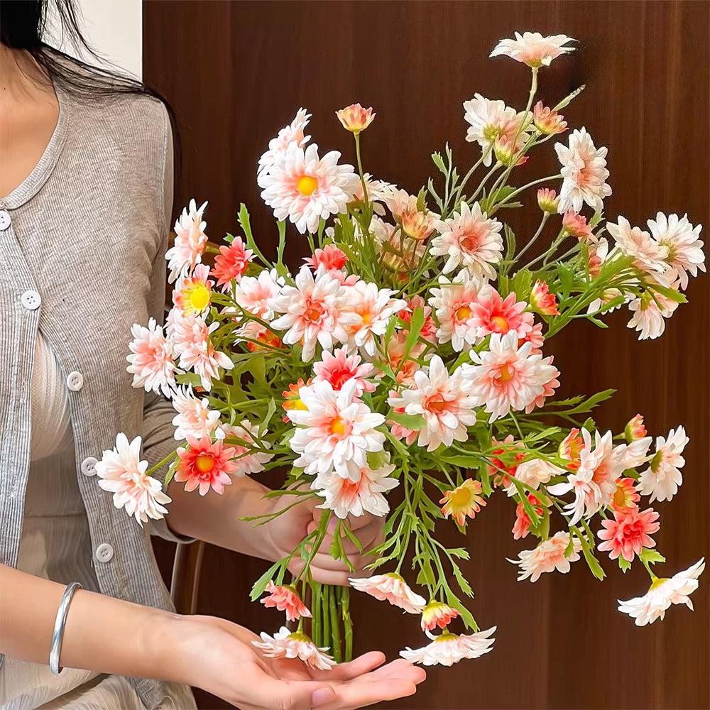 Composition florale fausse Bouquet marguerite prairie vintage