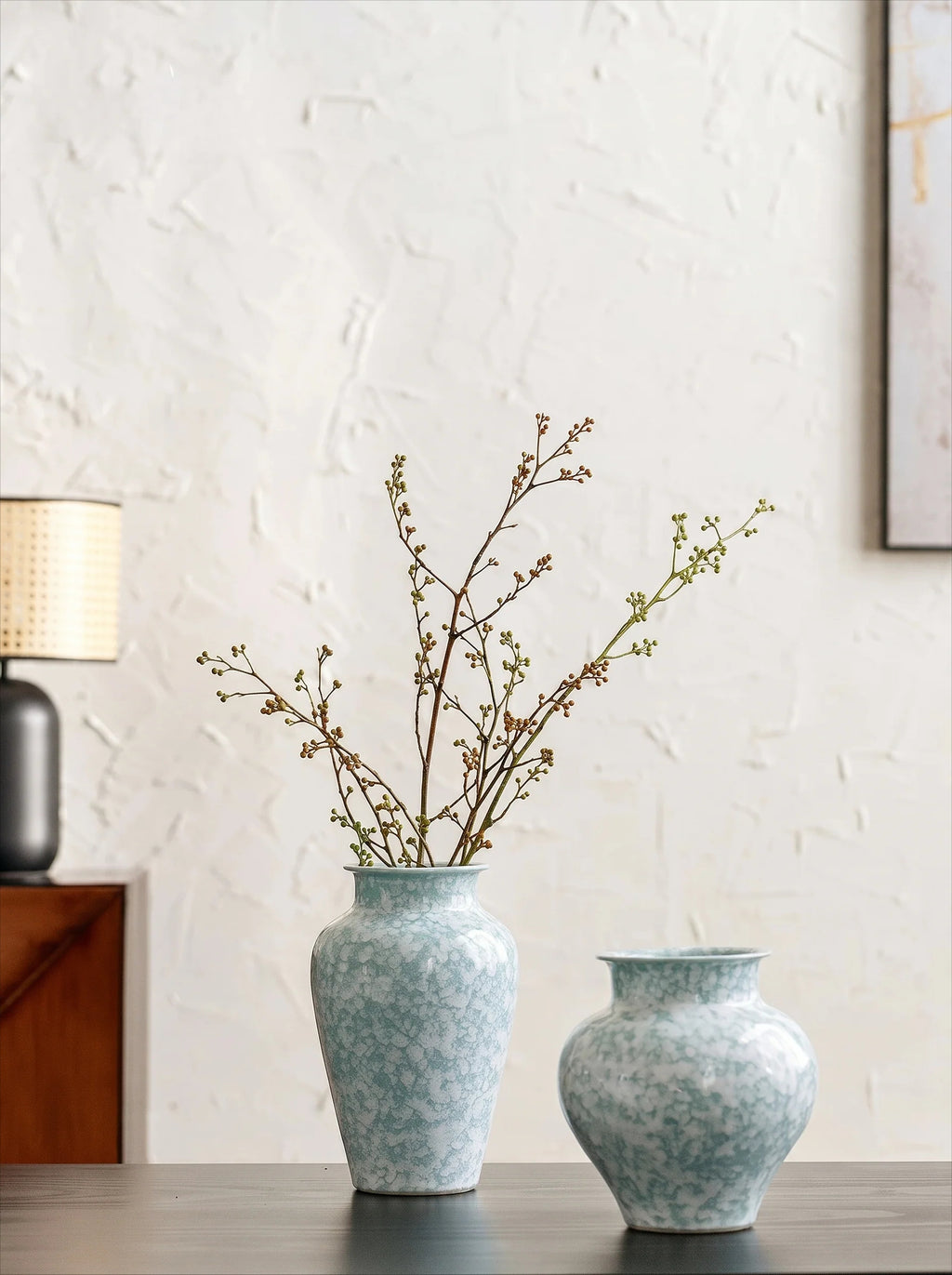 Modern Mint Snowflake Glaze Ceramic Vase
