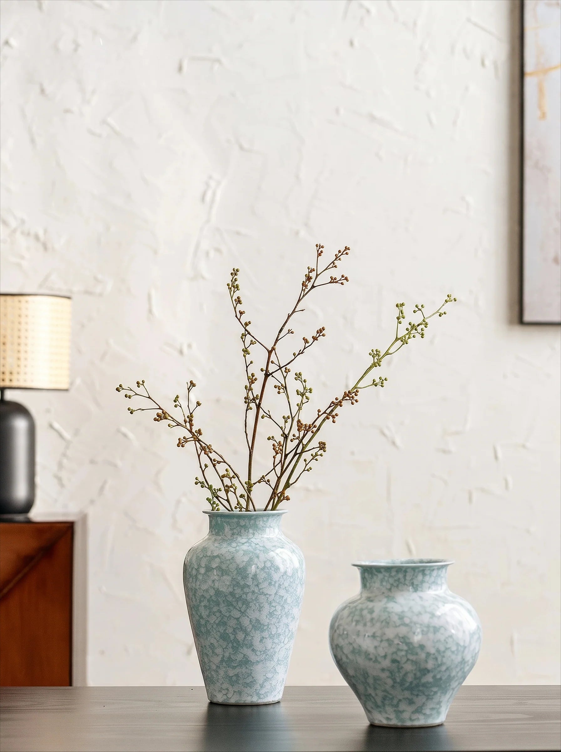 Modern Mint Snowflake Glaze Ceramic Vase