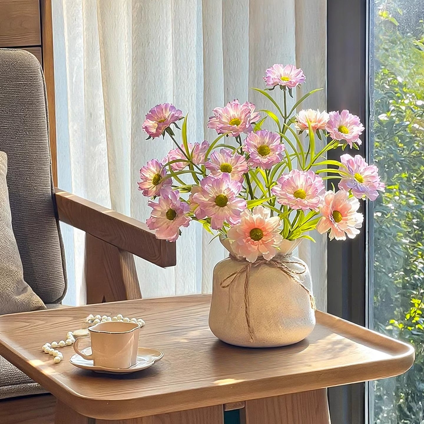 Creamy Lilac Daisy Breeze Faux Floral Arrangement