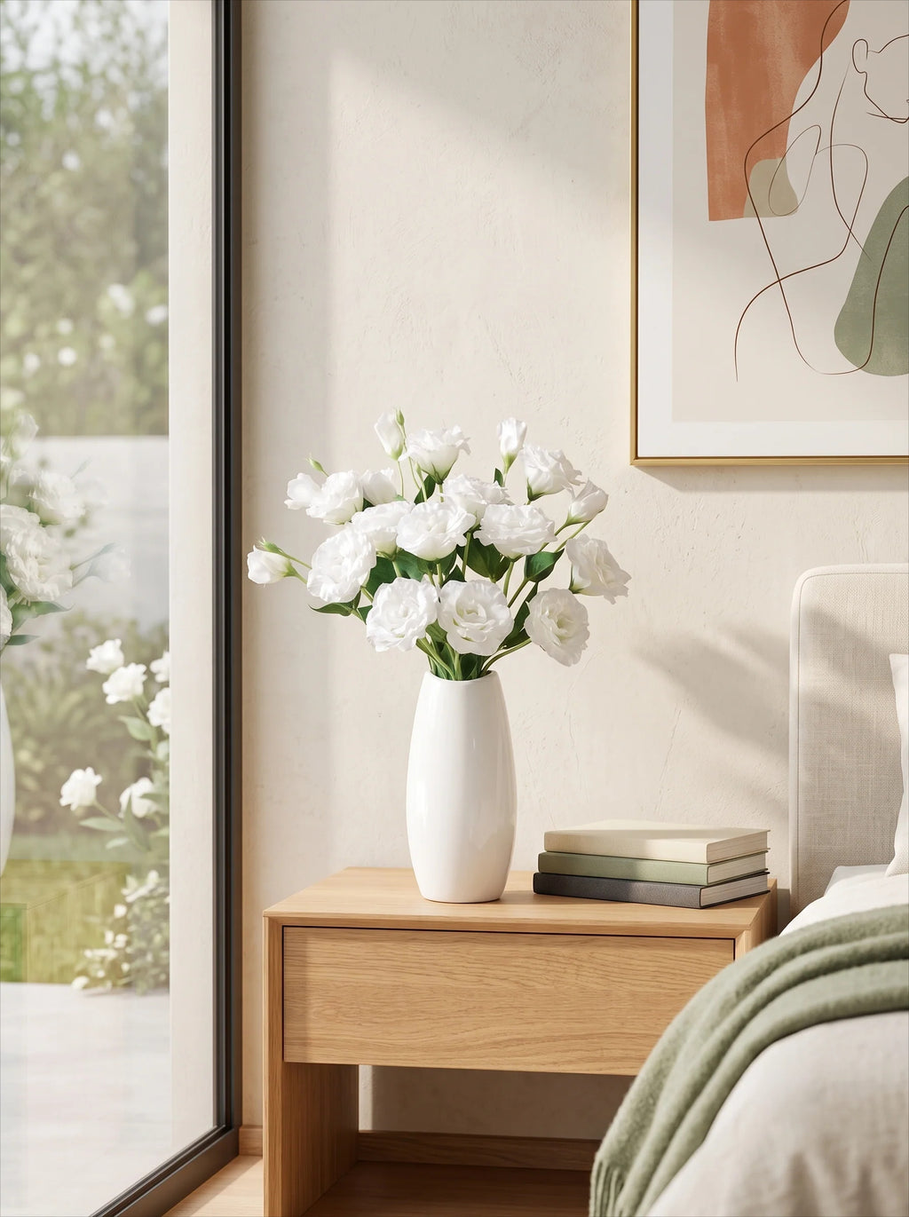 Elegant White Lisianthus Artificial Floral Arrangement