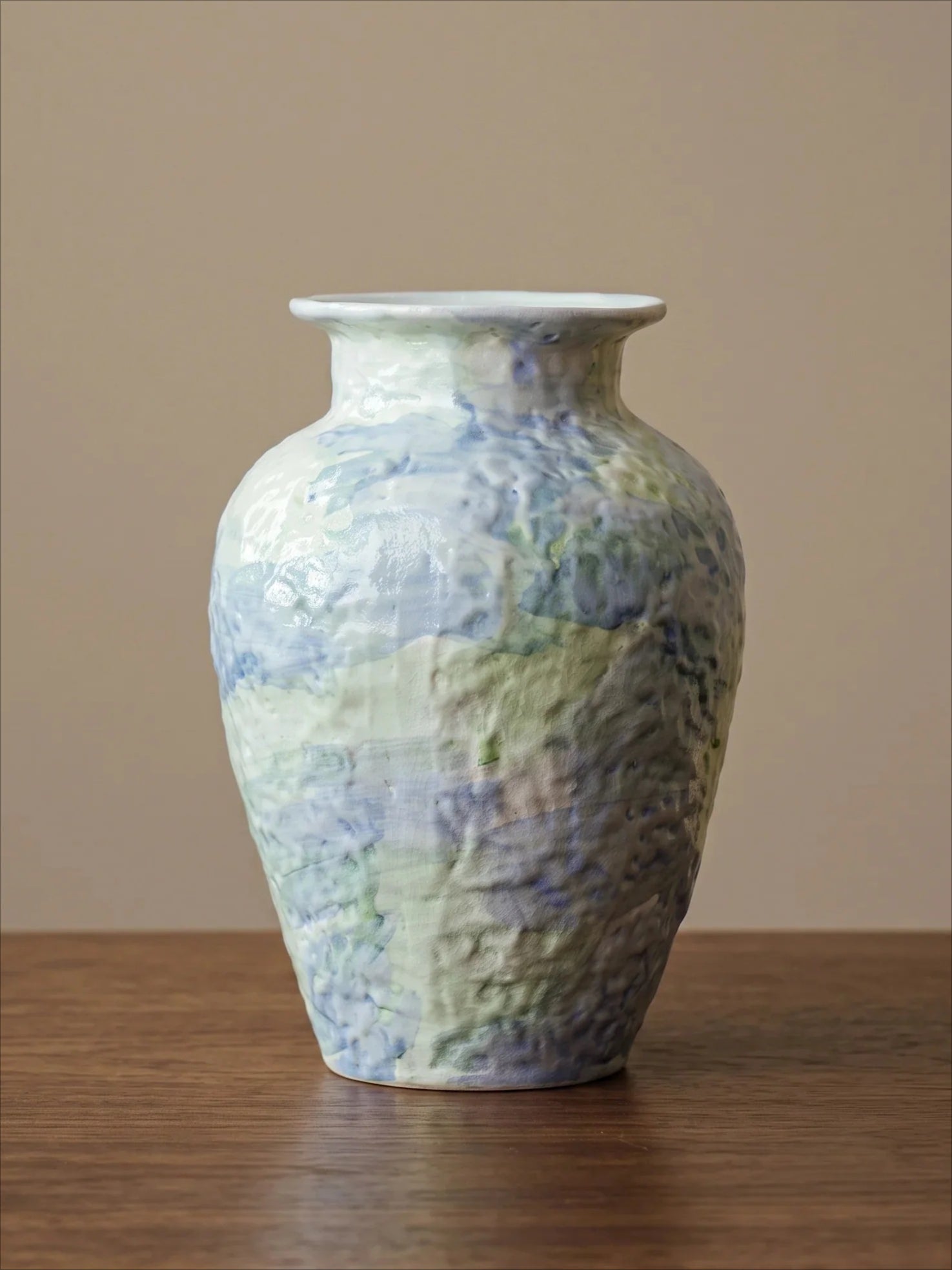 Artistic Pastel Watercolor Hand-Textured Ceramic Vase