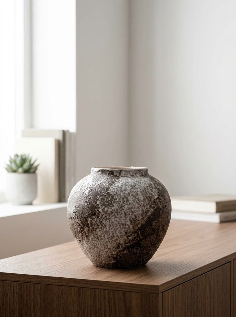 Rustic Distressed Frosted Stoneware Vase