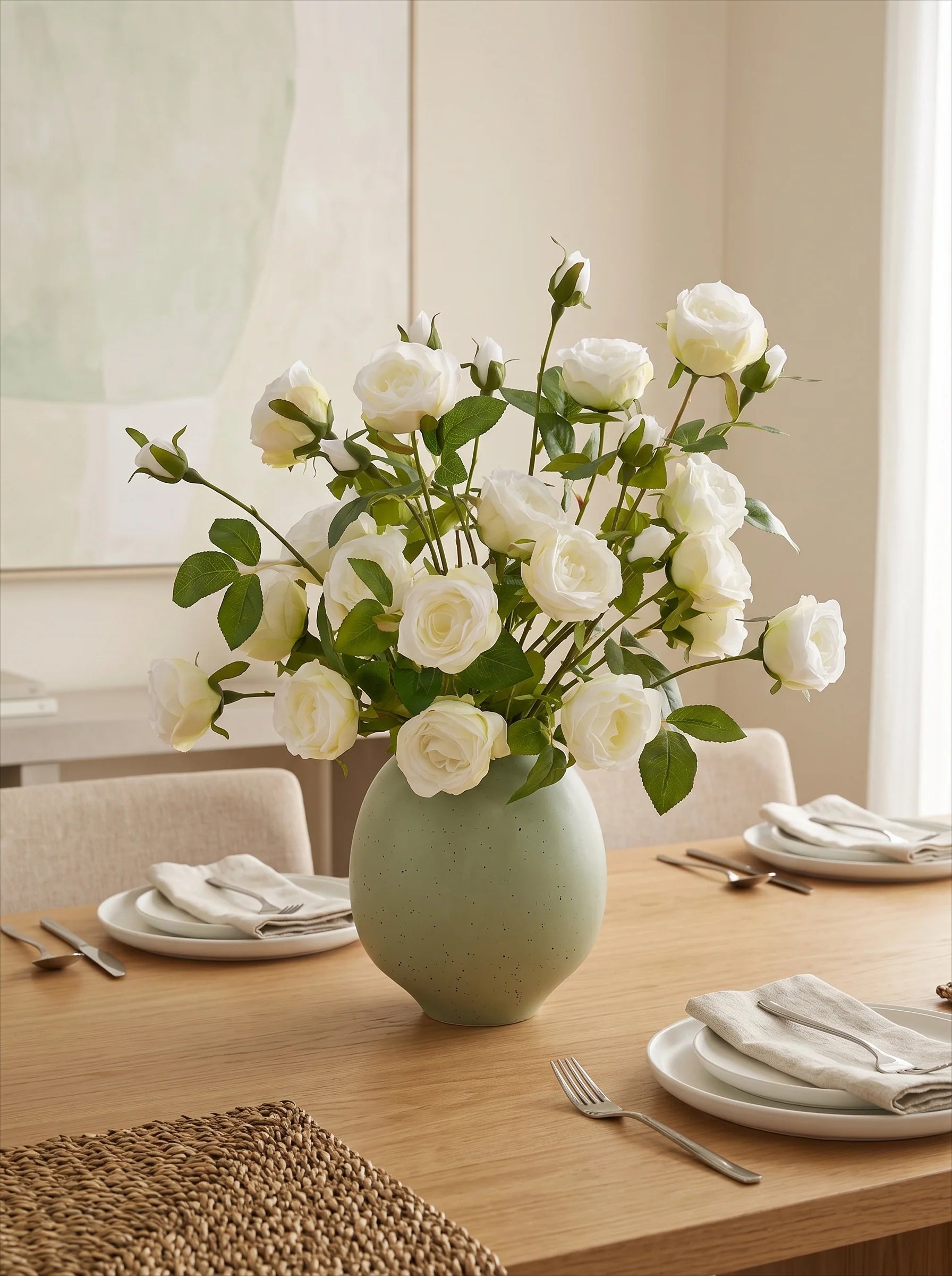 Luxuriöse Weiße Sprayrose Künstliches Blumenarrangement