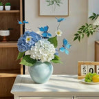 Dreamy Blue Butterfly Hydrangea Artificial Floral Arrangement