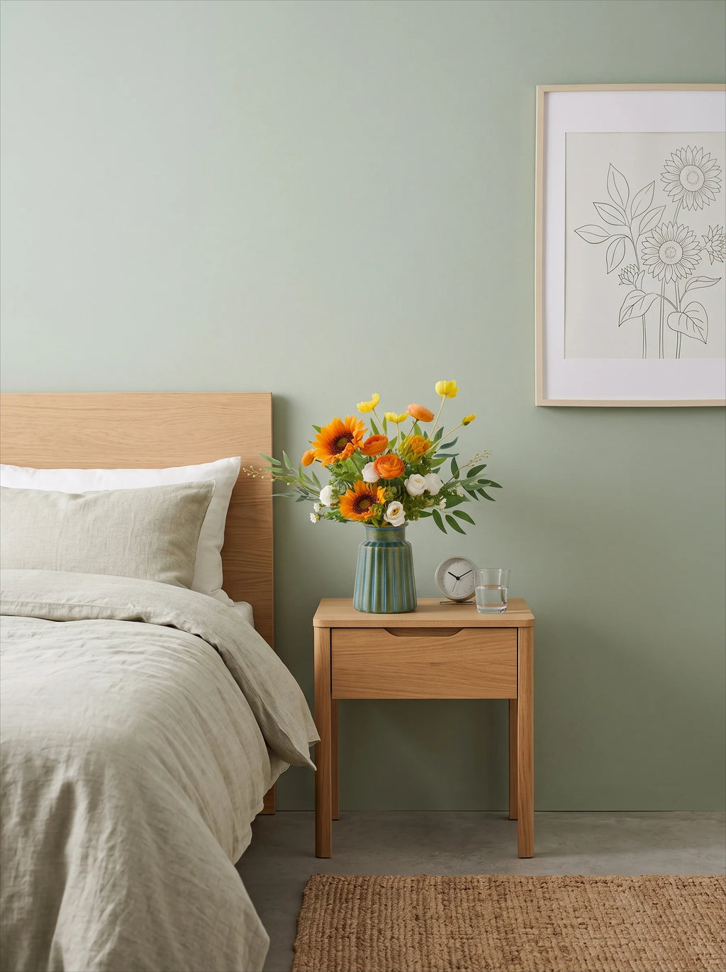 Golden Sunshine Sunflower & Ranunculus Artificial Floral Arrangement