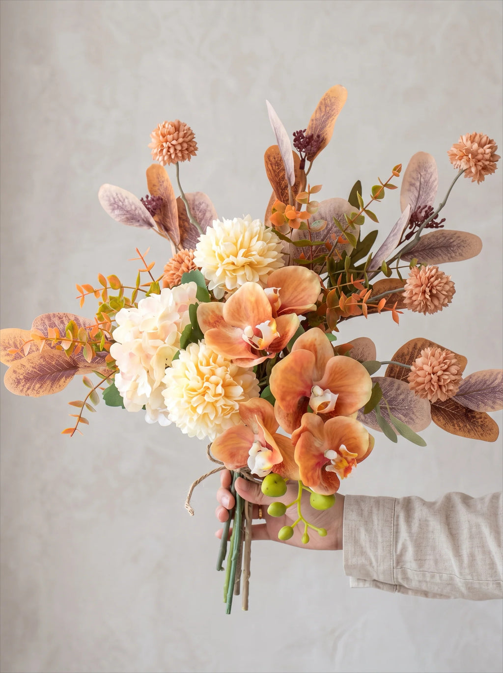 Faux Floral Arrangement - Terracotta Orchid & Multi-Bloom Mix