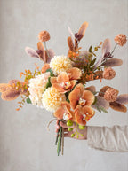 Faux Floral Arrangement - Terracotta Orchid & Multi-Bloom Mix