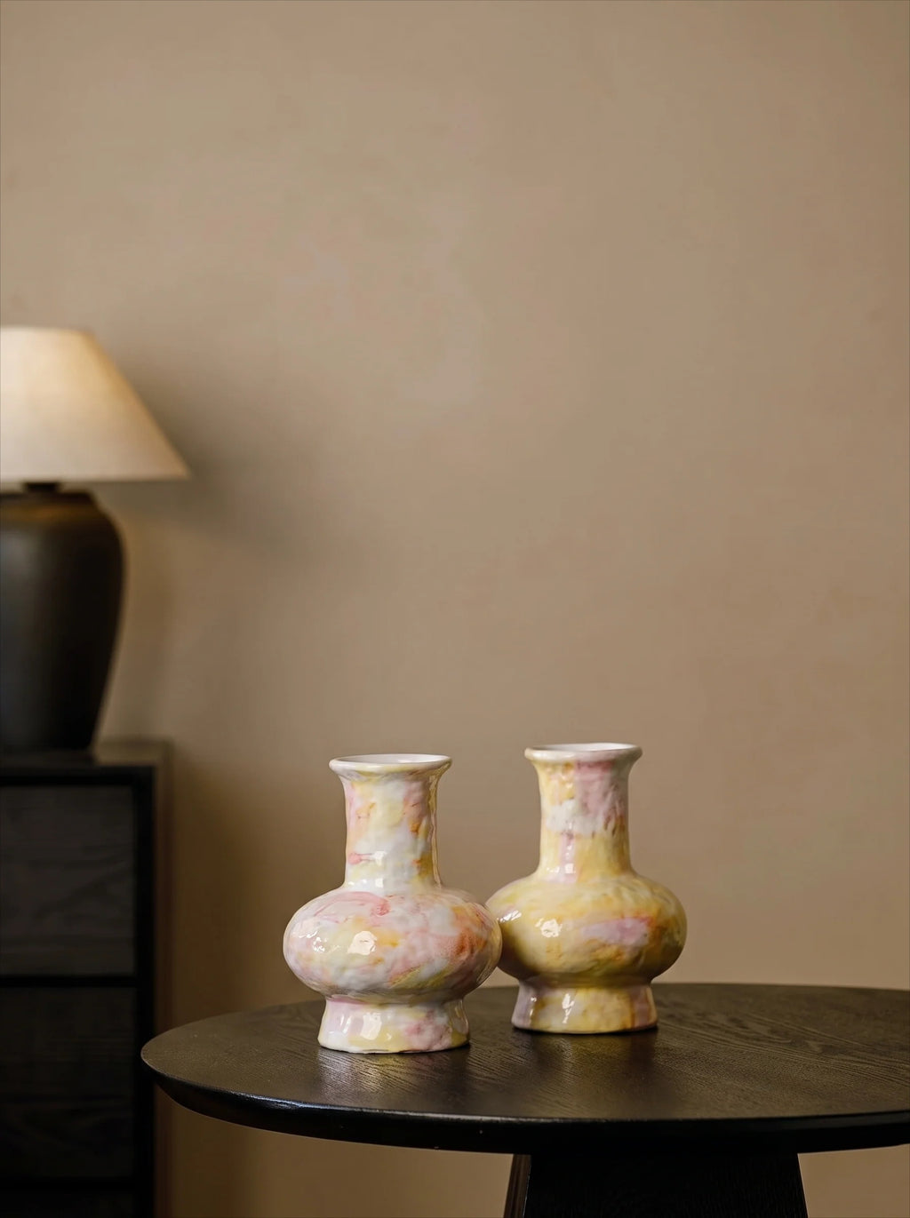 Pastel Watercolor-Bloom Textured Ceramic Vase