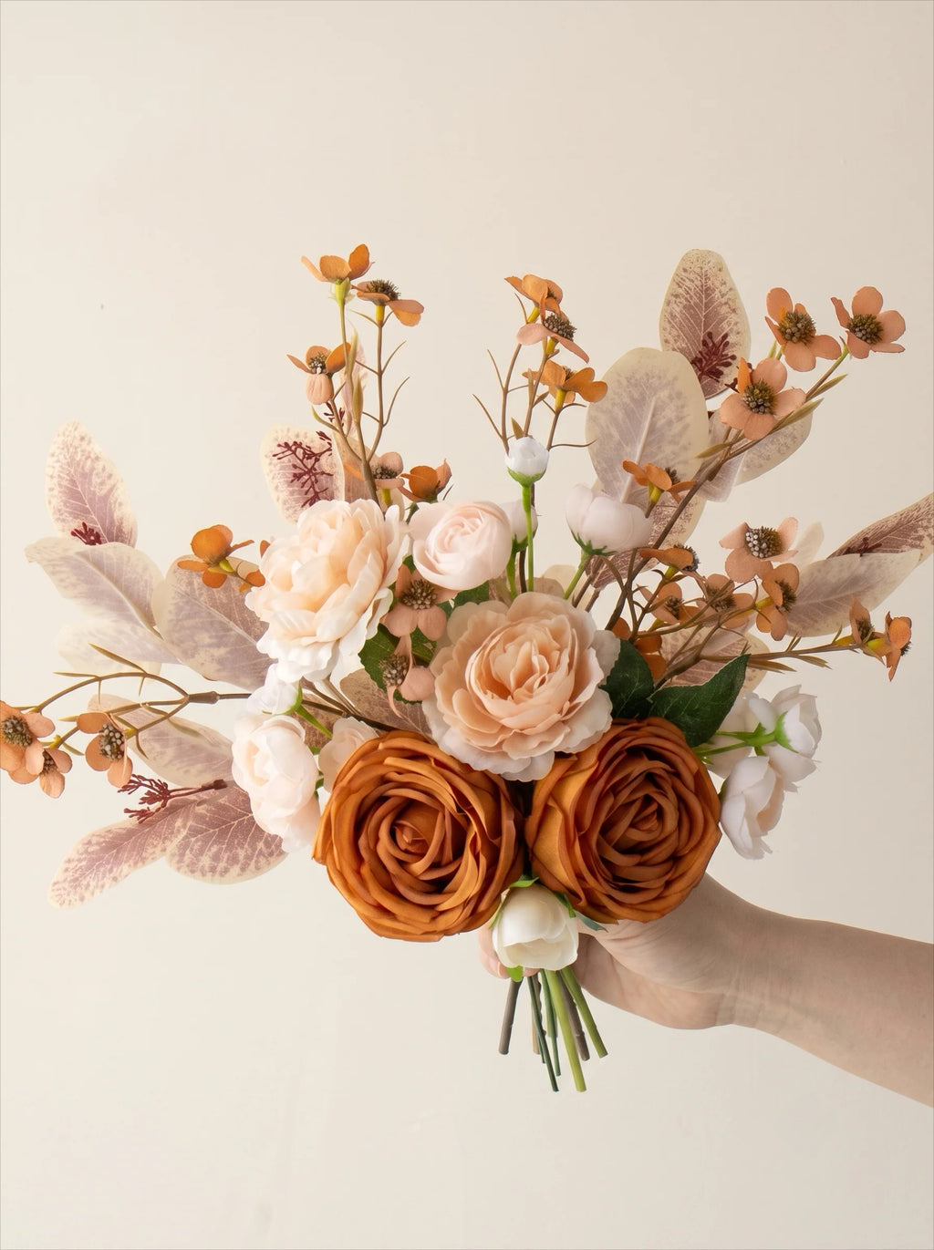Faux Autumn Arrangement - Apricot Rose