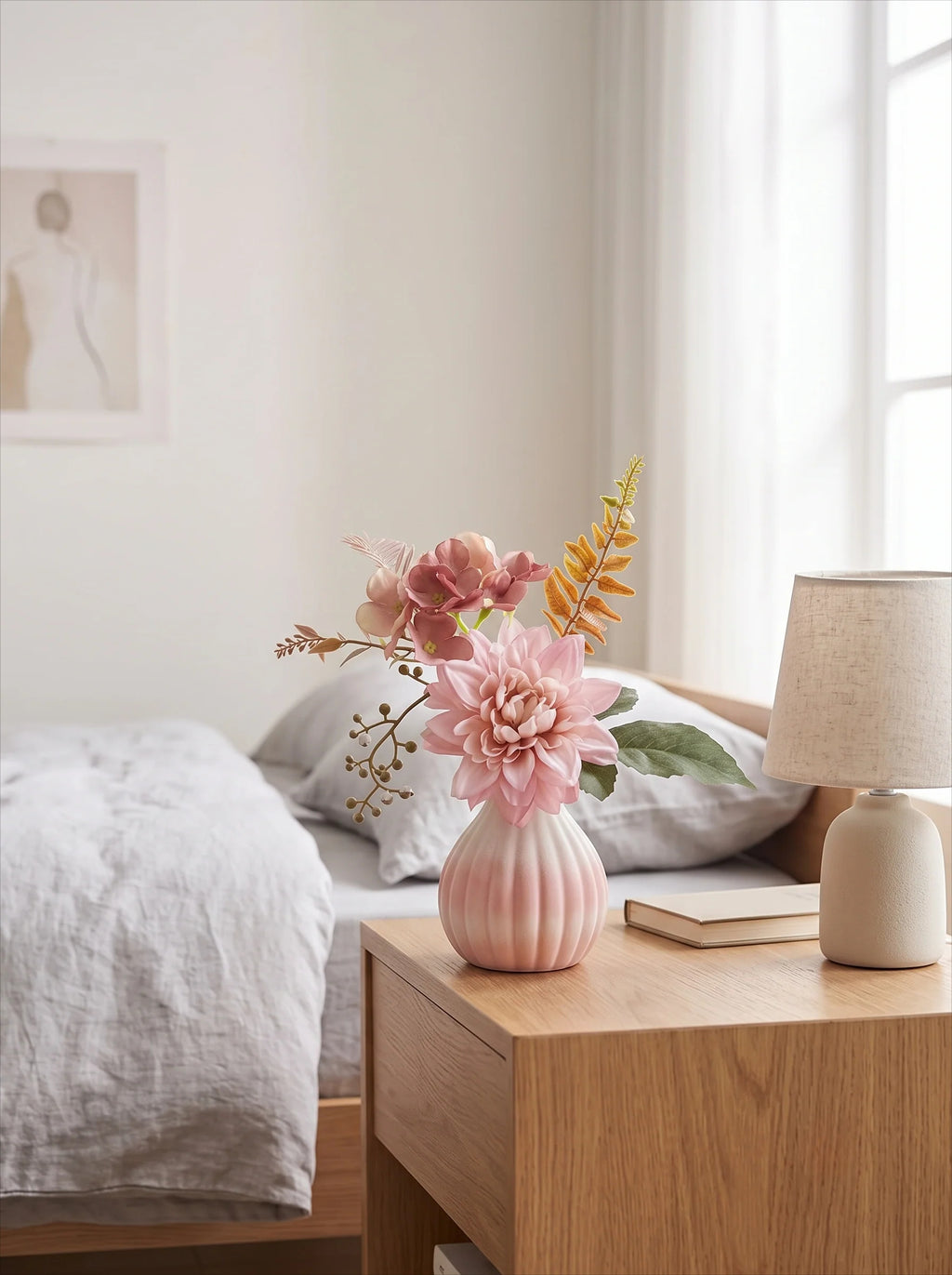 Ethereal Blush Dahlia Nook Faux Floral Arrangement