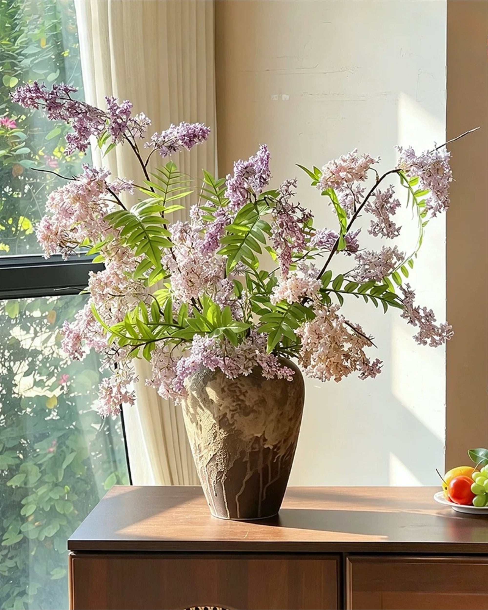 Arrangement floral artificiel Lilas Lavande Poussiéreux et Fougère
