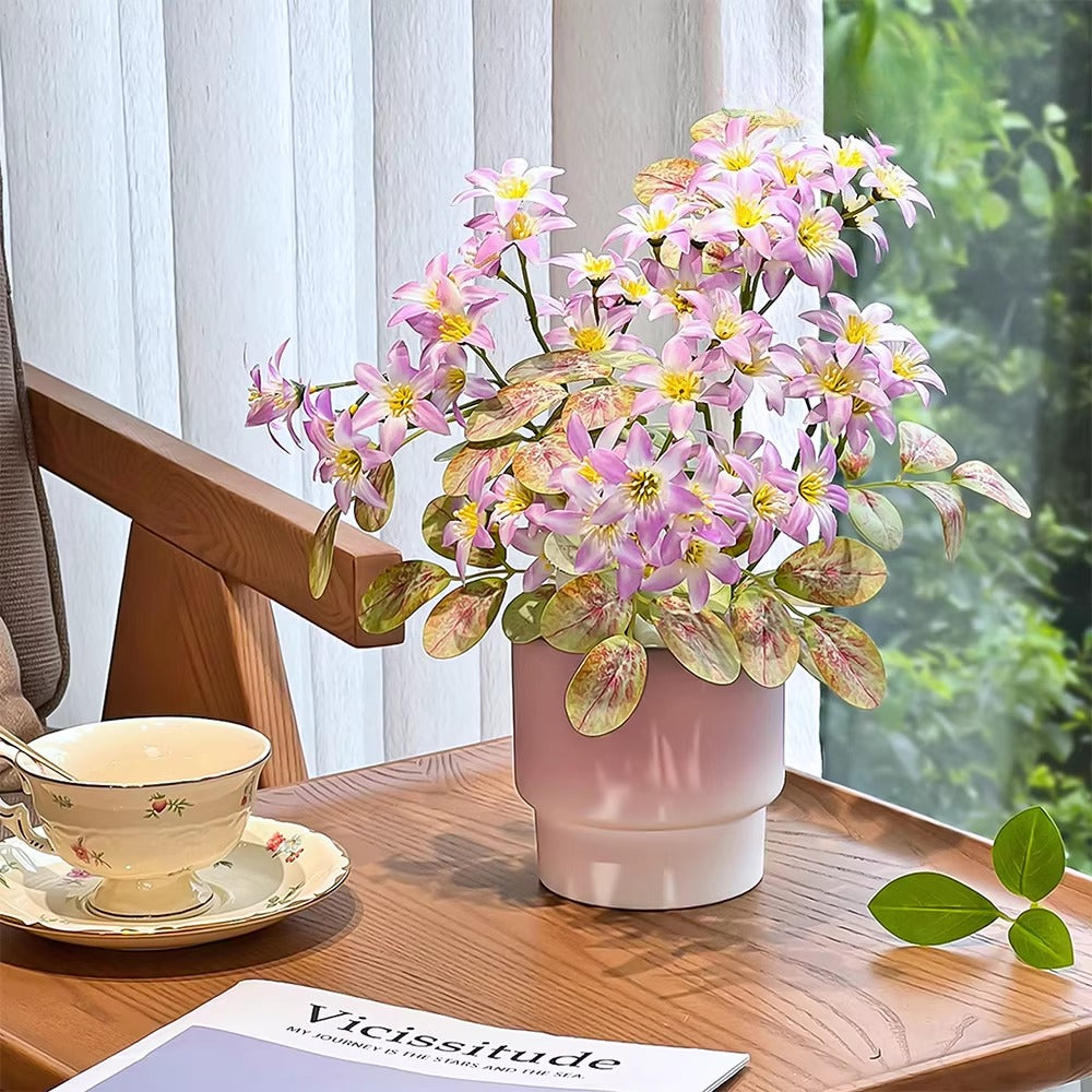 Minimalistisches Blush-Jasmin-Topf-Kunstblumenarrangement