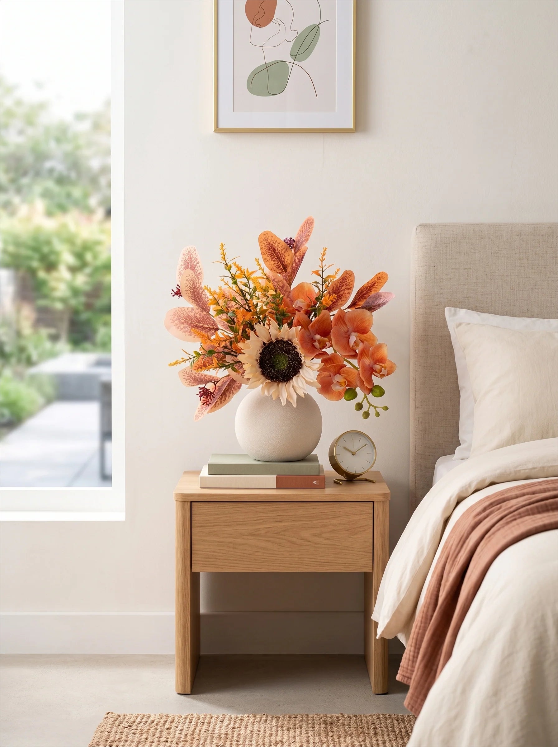 Faux Autumn Arrangement - Sunflower & Autumn Blooms
