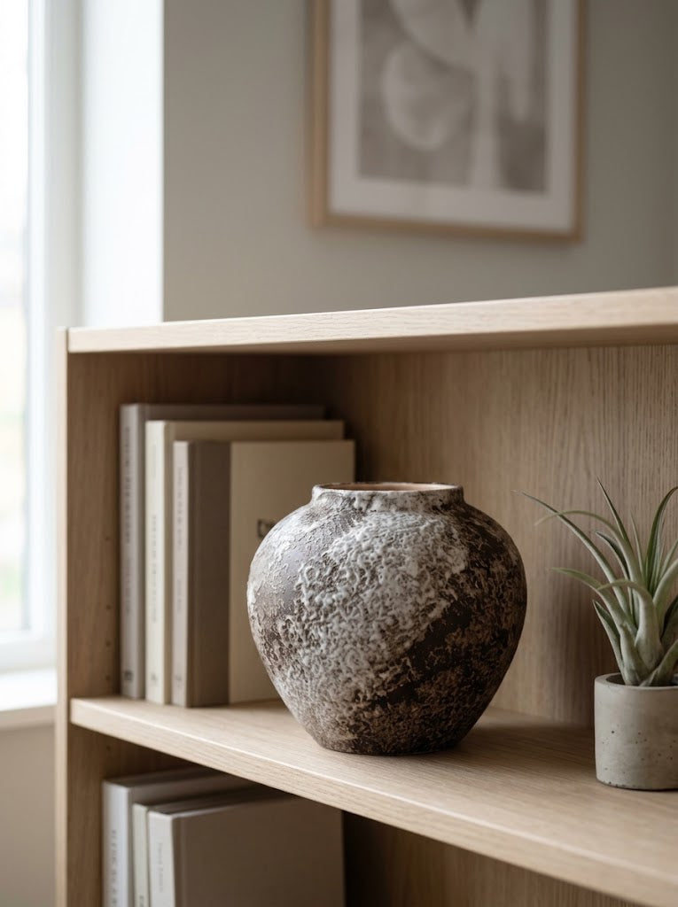 Rustic Distressed Frosted Stoneware Vase