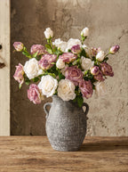 Purple and White Faded-Edge Faux Rose Bouquet