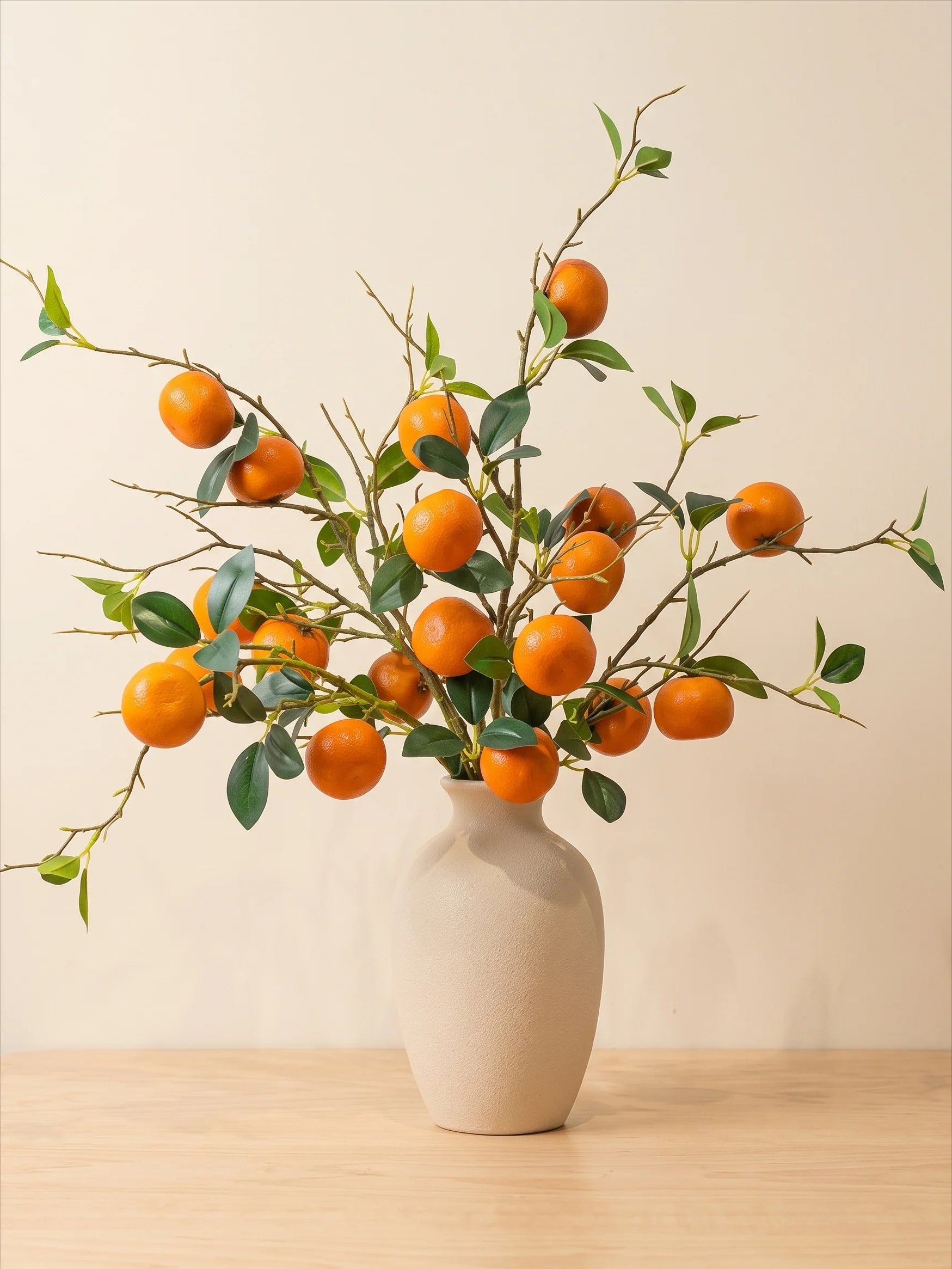 Premium Faux Mandarin Orange Stems Elegant Artificial Floral Arrangement