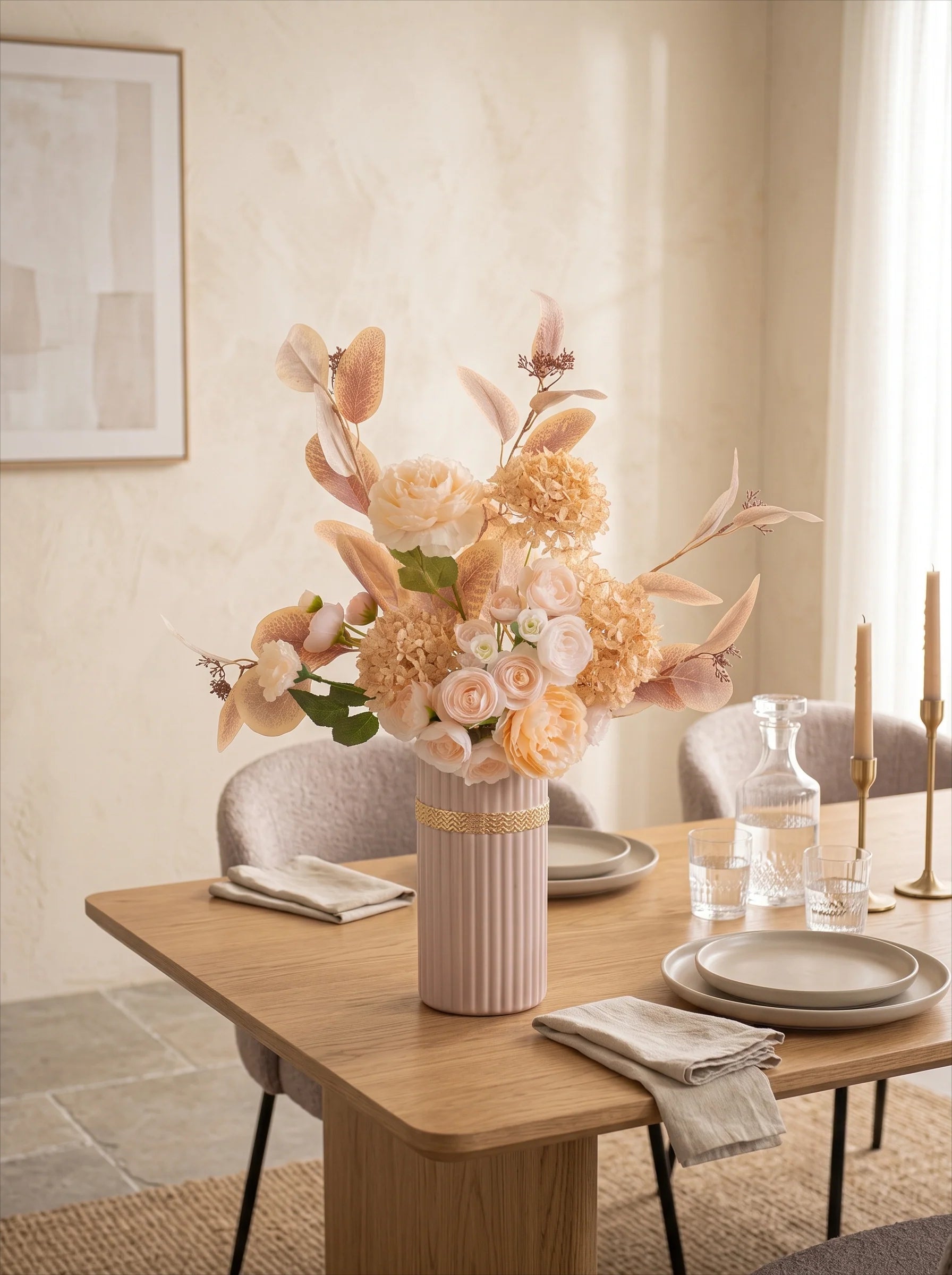 Champagne Pink Peony Artificial Floral Arrangement