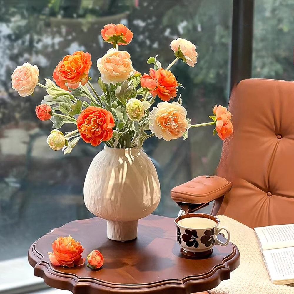 Ethereal Apricot Ranunculus Entryway Faux Floral Arrangement