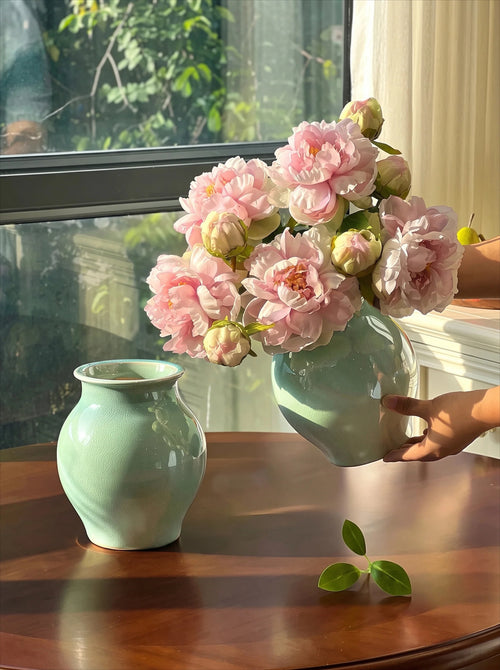Vase en Céramique Blanc Cannelé