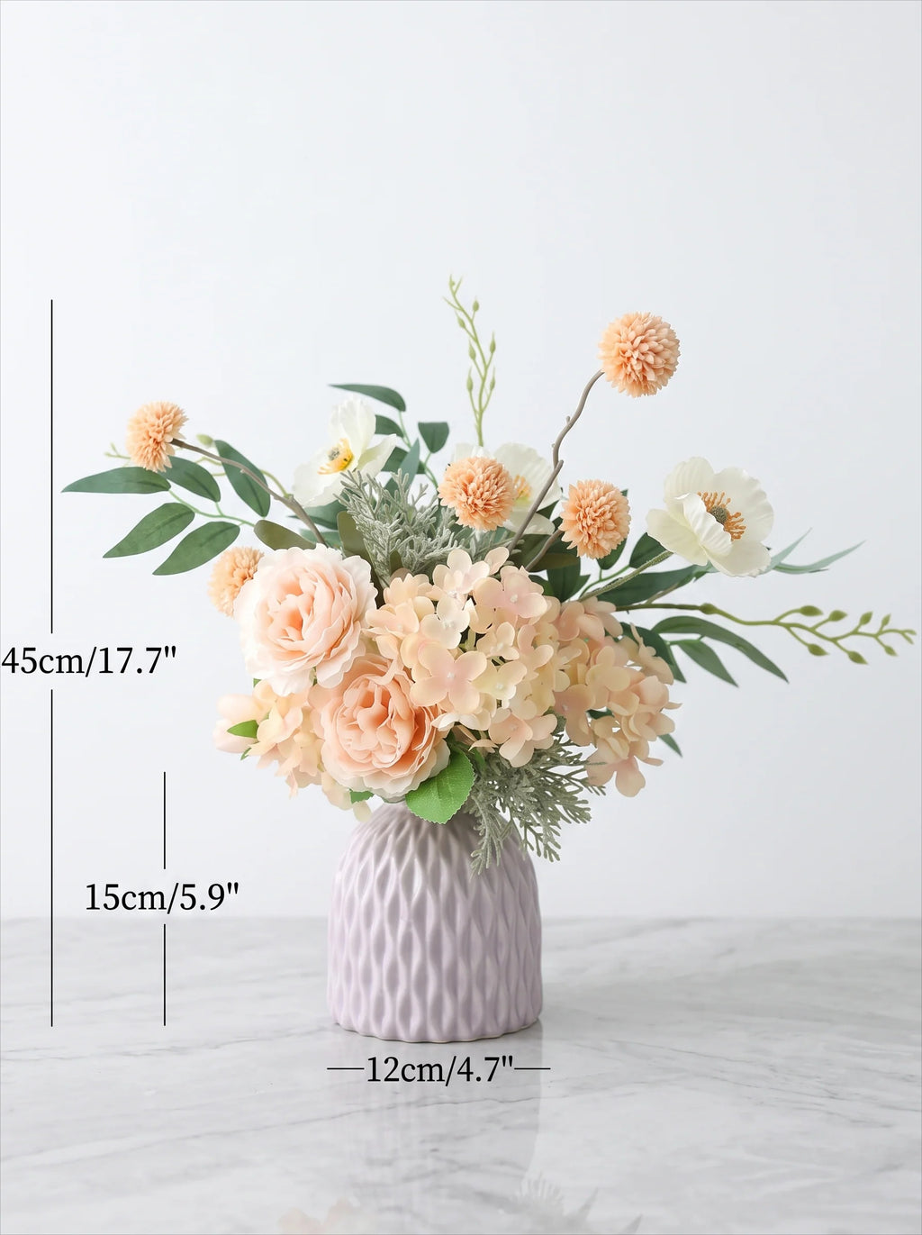 Nordic Blush Peony Hydrangea Artificial Floral Arrangement