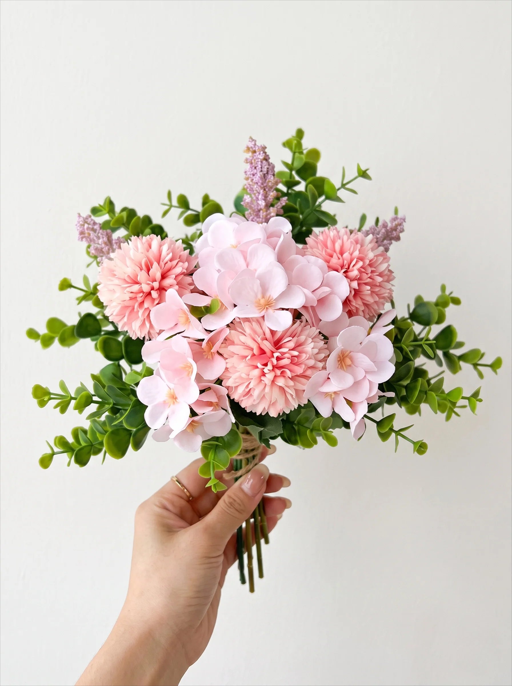 Fresh Meadow Pink Spherical Mum & Greenery Artificial Floral Arrangement