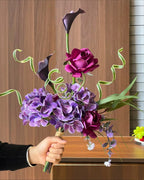 Arrangement floral artificiel Hortensia et Rose Violet Sombre