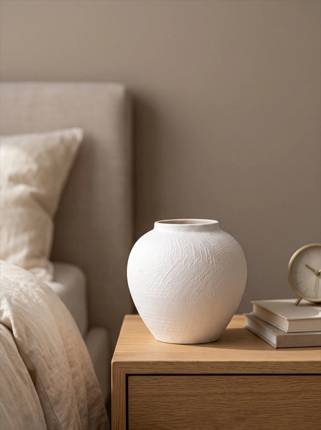Modern Minimalist Textured Off-White Ceramic Vase