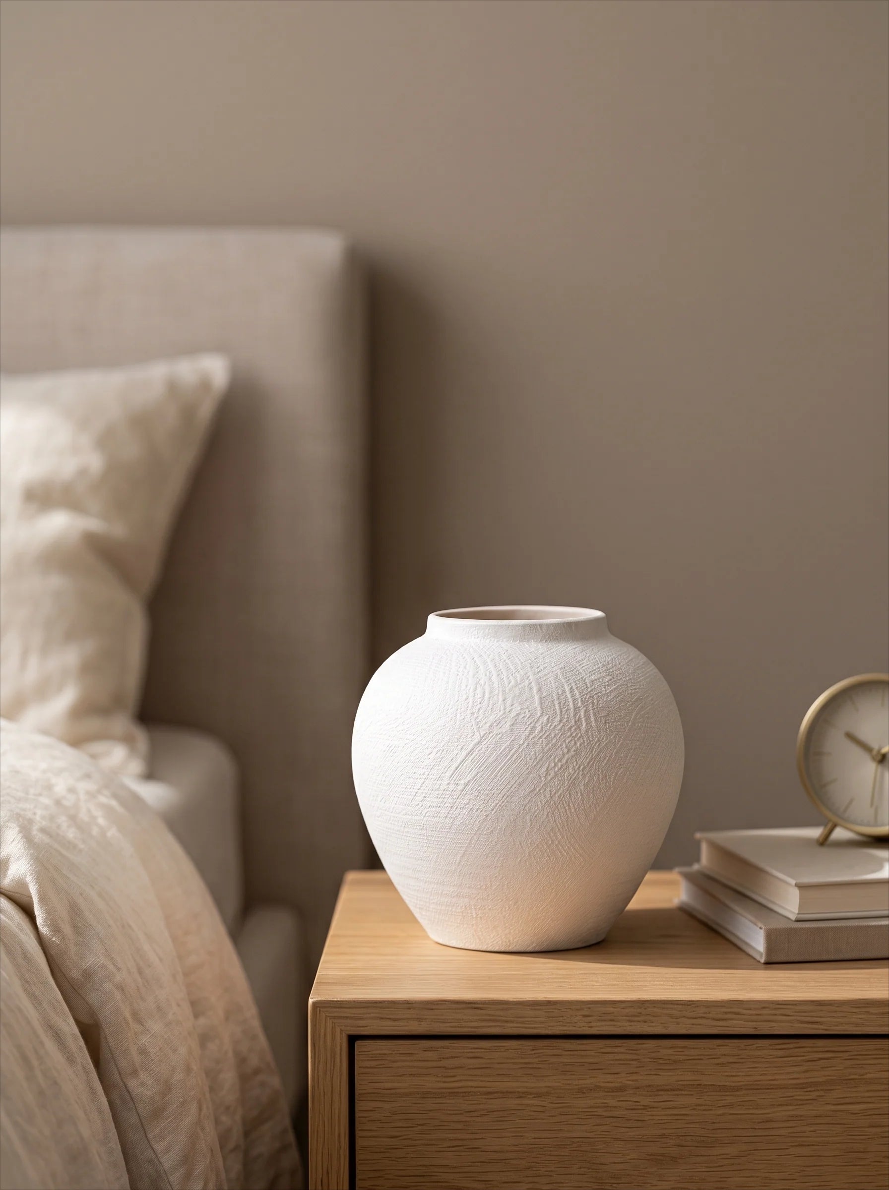 Modern Minimalist Textured Off-White Ceramic Vase