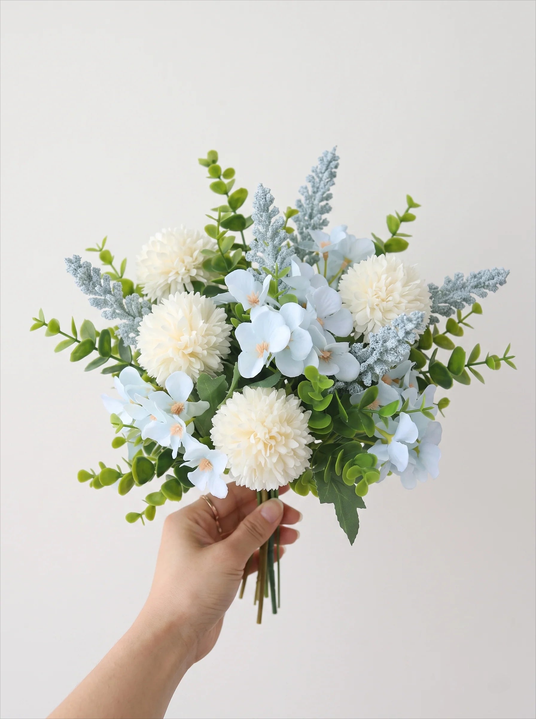 Serene Coastal Breeze Blue & White Artificial Floral Arrangement