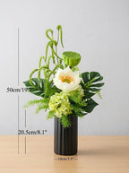 Zen White Lotus and Lotus Pod Botanical Faux Floral Arrangement