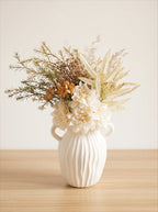 Faux Mixed Floral Bouquet - Cream and Orange (Multiple Stems)