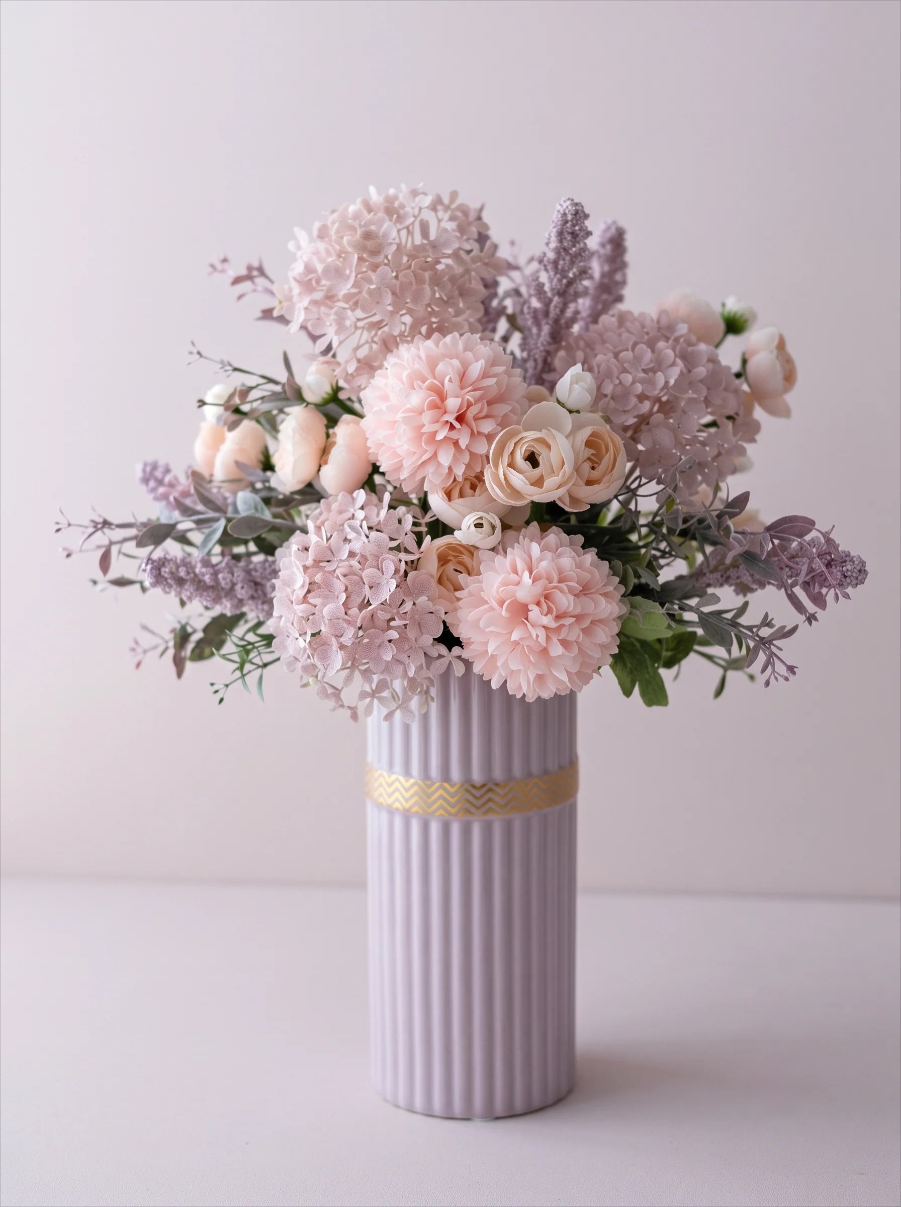 Faux Floral Arrangement - Pink & Purple Mixed Blooms