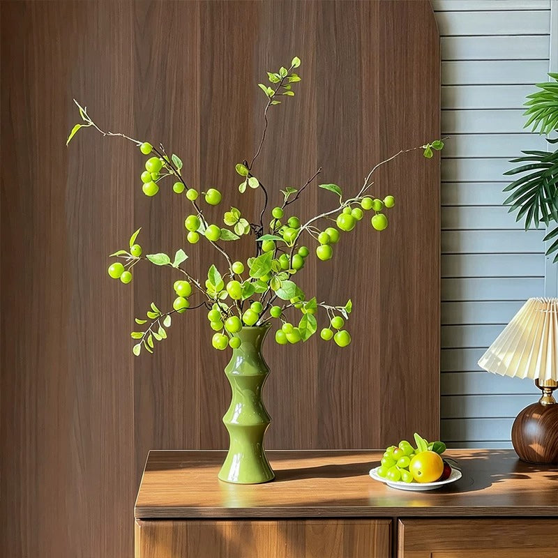 Luxury Oriental Zen Green Berry Artificial Floral Arrangement